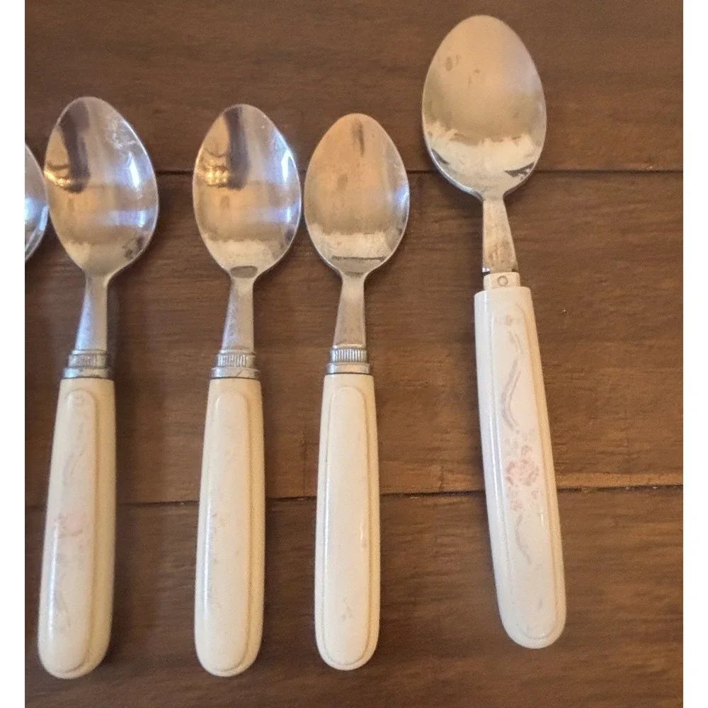 Studio Nova Flatware White Handle 12 Pc Lot FADED AS IS READ